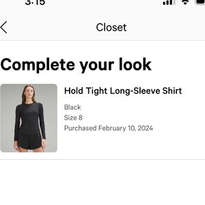 Lululemon Black Hold Tight Long Sleeve